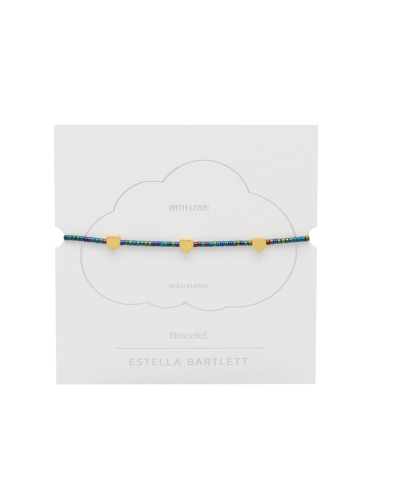 Blue Avalone Miyuki Heart Bracelet - Gold Plated - With Love - Estella Bartlett