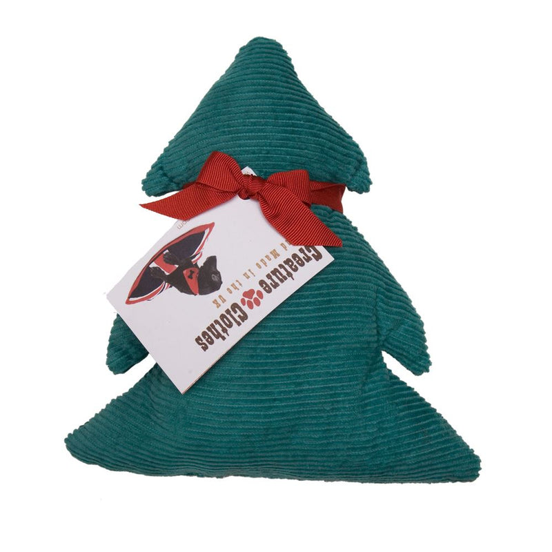 Creature Clothes - Squeakless Christmas Tree Toy - Green Corduroy - Handmade in the UK