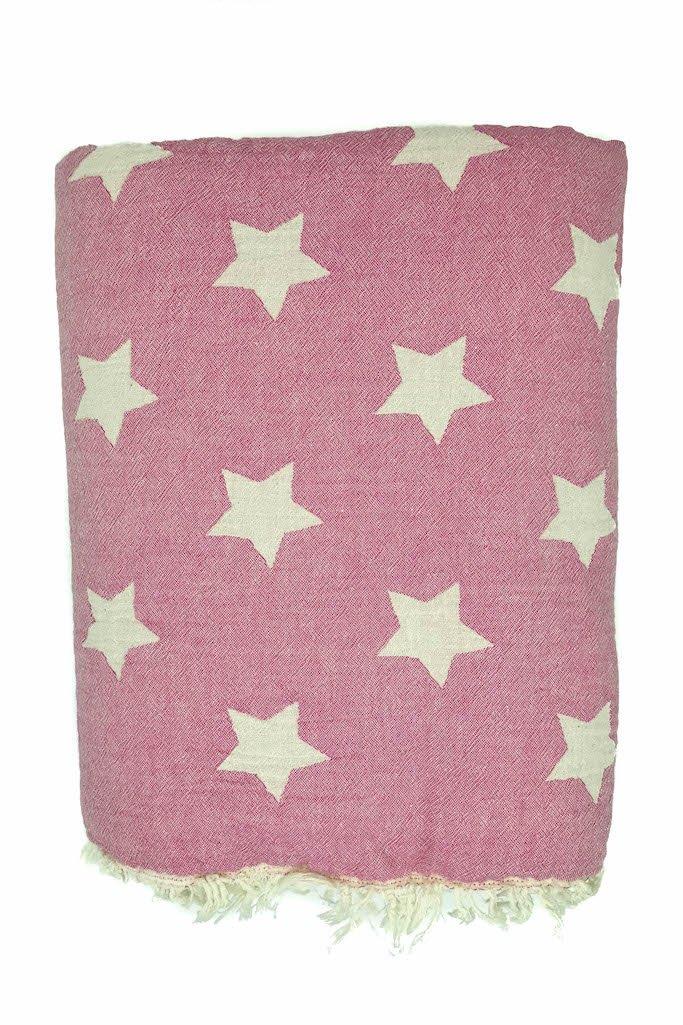 Blanket Throw With Fleece - Star - Bubblegum Pink - Ailera 120x170cms