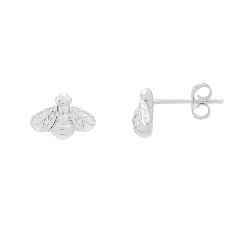 Bee Stud Earrings - Silver Plated - Estella Bartlett