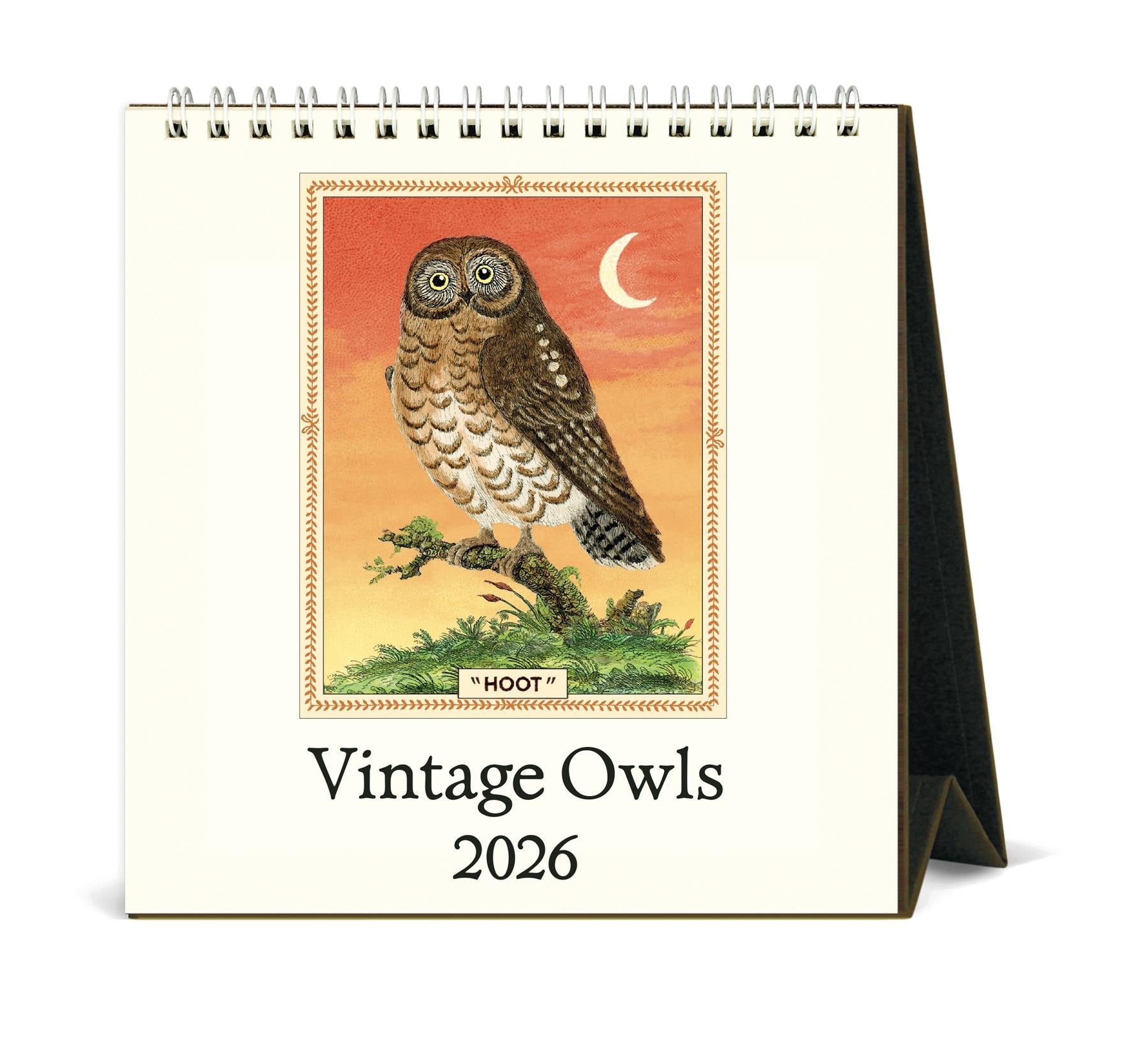 Cavallini 2026 Desk Calendar 6 x 6.5ins Vintage Owls MadMolly
