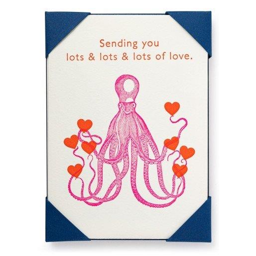 Octopus & Hearts - 5 Letterpress Notecards & Envelopes - Jason Faulkner