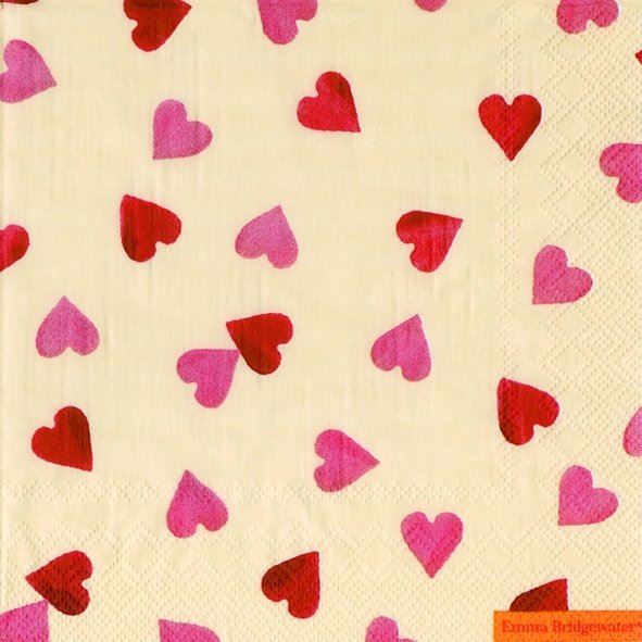 Emma Bridgewater - 20 x Lunch Paper Napkins/Serviettes - 33x33cms - Pink Hearts