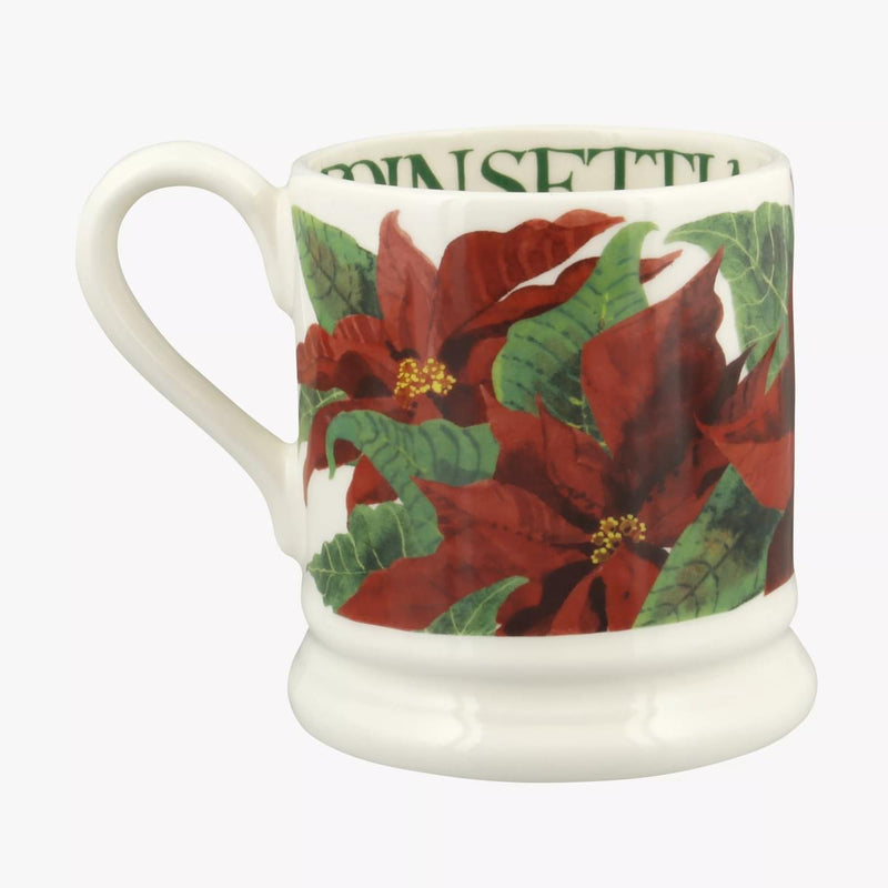Emma Bridgewater - Half Pint Mug (300ml/1/2pt) - 9.3x8.2cms - Flowers - Christmas Poinsettia