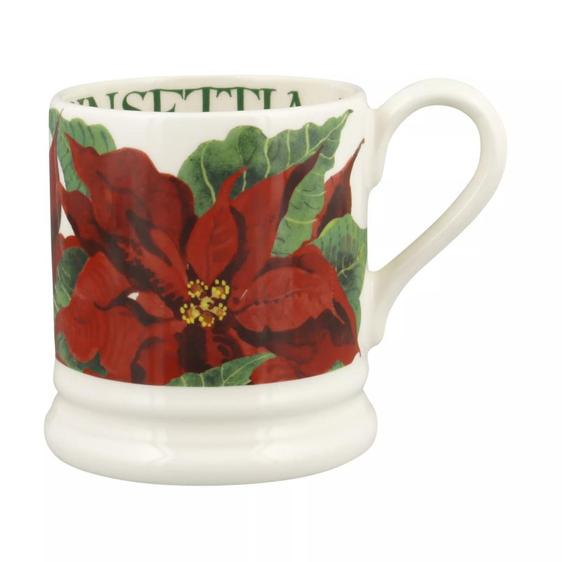 Emma Bridgewater - Half Pint Mug (300ml/1/2pt) - 9.3x8.2cms - Flowers - Christmas Poinsettia