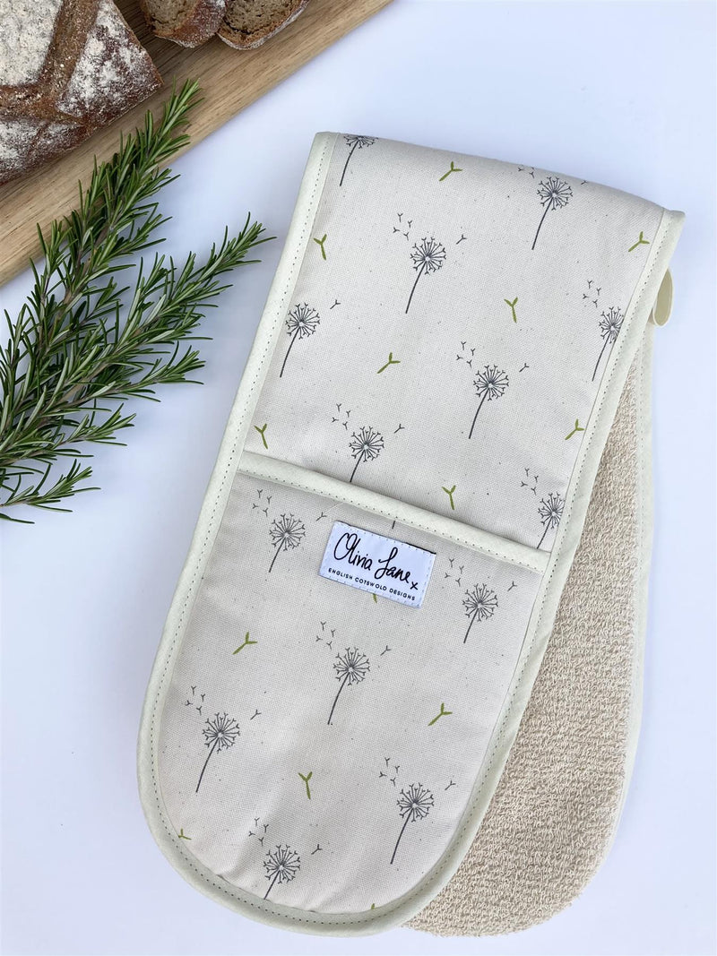 Olivia Jane Designs - 100% Cotton Double Oven Glove/Mitt - Dandelion Wishes
