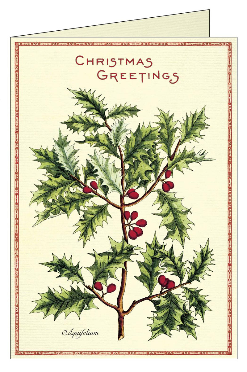 Cavallini - 10 x Christmas Greetings Cards/Notes - Christmas Holly