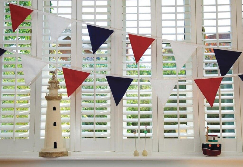 100% Cotton Bunting - Red, White & Blue - 10m/33 Double Sided Flags - The Cotton Bunting Company