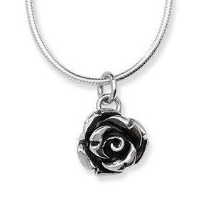 Silver on sale rose necklace