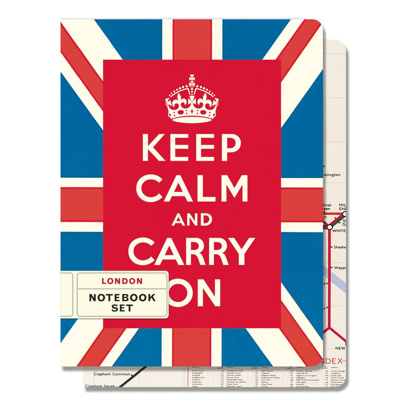 Cavallini - Set of 2 Notebooks 5.5x7.25ins - London Underground & Keep Calm - Lined & Graph Interiors - 96 Pages Per Book