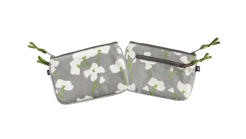 Earth Squared - Canvas Juliet Purse - Spring Blossom - Grey & Green - 17x12cms