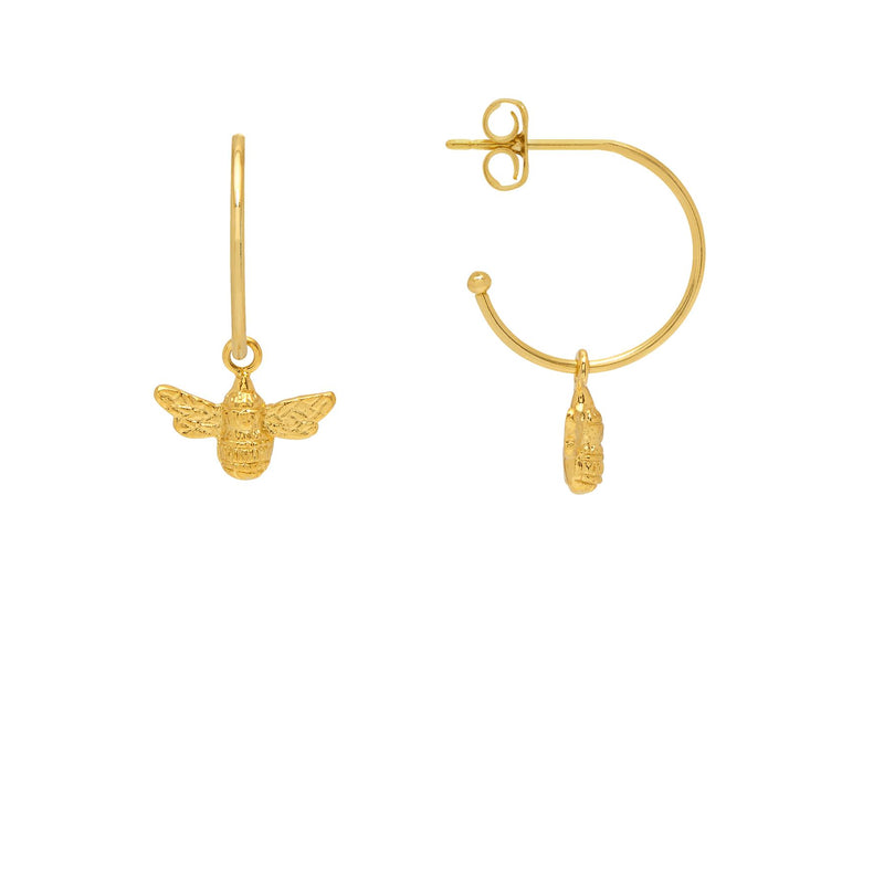 Bee Drop Hoop Earrings - Gold Plated - Estella Bartlett