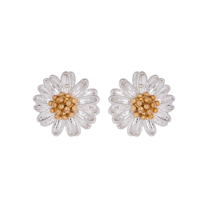 Mini Wildflower Stud Earrings - Silver & Gold Plated - Estella Bartlett