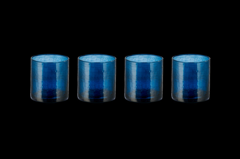 Yala Hammered Tumbler - Indigo Blue Glass - Set of 4 - Nkuku