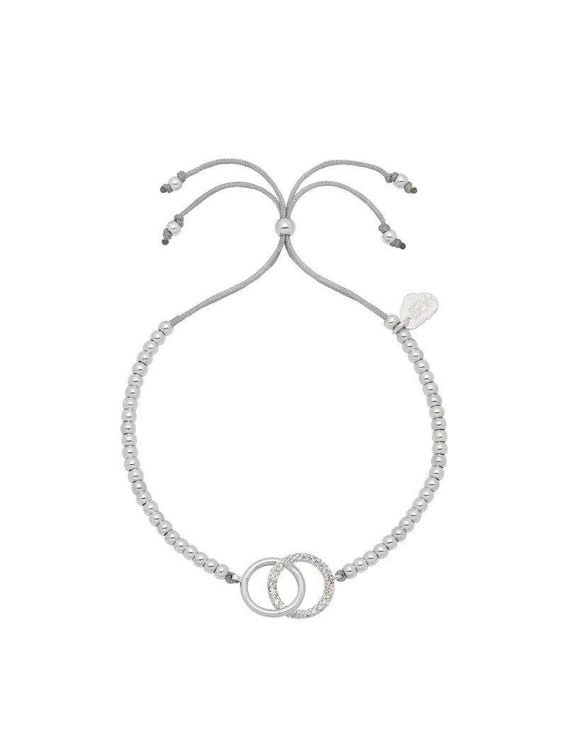 Interlinked Cubic Zirconia Rings Liberty Bracelet - Silver Plated - Happy Thoughts - Estella Bartlett