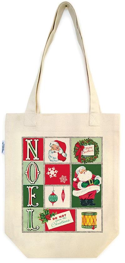 Cavallini - 100% Natural Cotton Vintage Tote Bag - 33x40.5cms - Father Christmas/Noel