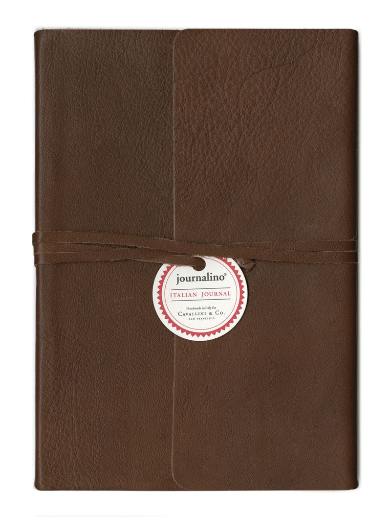 Cavallini - Slim Brown Leather Journalino - Small 5x7ins or Medium 6x8ins - 128 Lined Pages