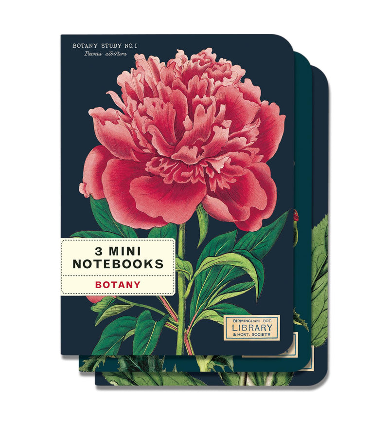 Cavallini - Set of 3 Mini Notebooks - Botany - Lined, Blank & Graph Interiors