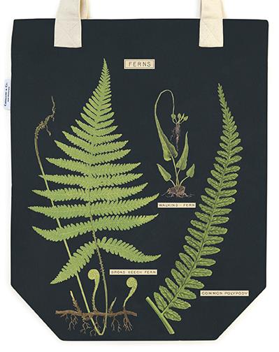 Cavallini - 100% Natural Cotton Vintage Tote Bag - 33x40.5cms - Ferns
