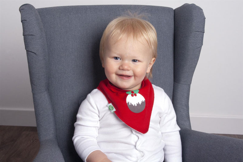 Dribble Bib - Christmas Pudding - Red - Suitable From Birth - Ziggle