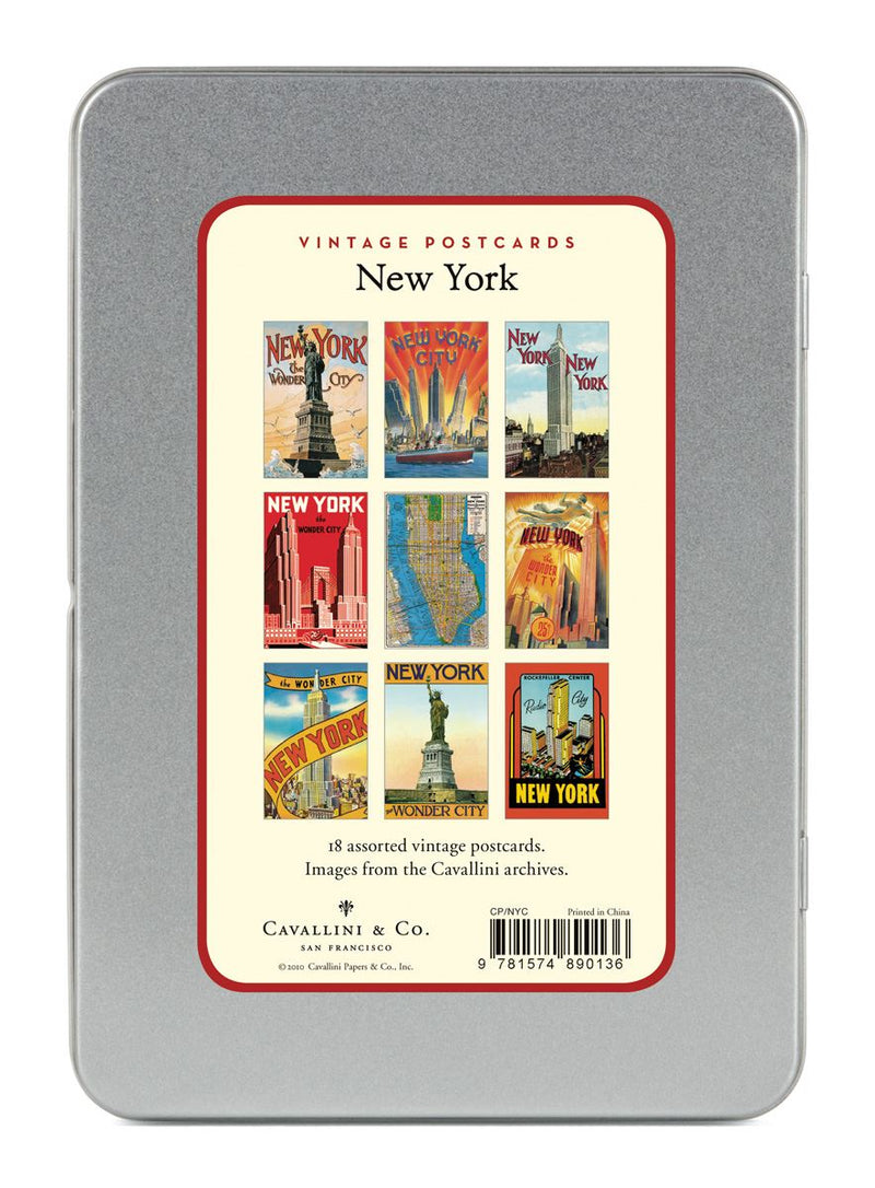 Cavallini - Carte Postale - New York City - Tin of 18 Postcards - 9 Designs