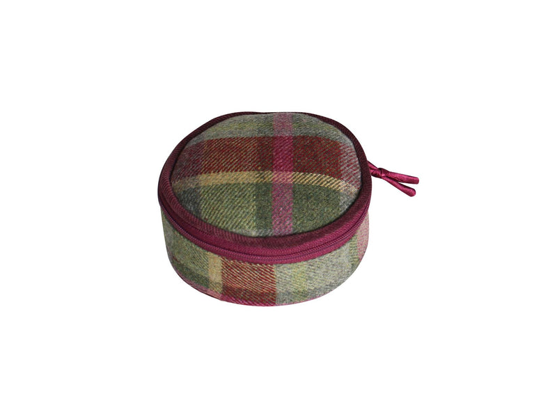 Earth Squared - Round Jewellery Pouch - Tweed Wool - Clover - 10x10x5cms