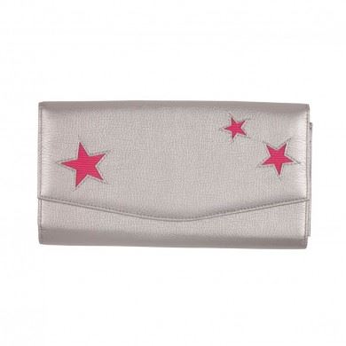 Bombay Duck - Starlight - Silver & Fuchsia Pink Travel Wallet - Printed Faux Leather
