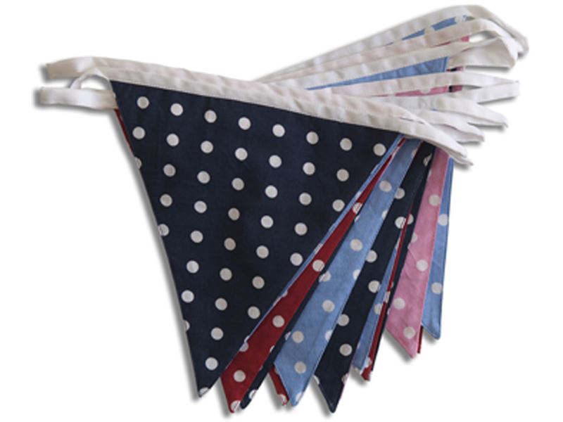 100% Cotton Bunting - Multi-Coloured Spotty Dotty - 10m/33 Double Sided Flags