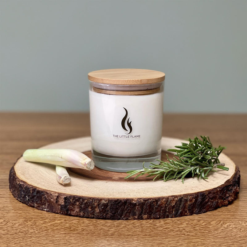 The Little Flame - Pure Soy Candle 210g/40hrs Burn Time - Rosemary & Lemongrass