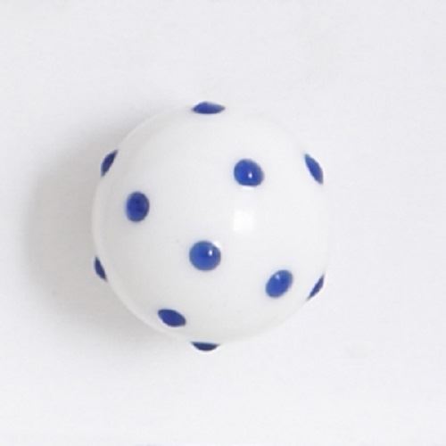 Bombay Duck - Opaque Glass Cupboard/Drawer Door Knob - White with Blue Spots