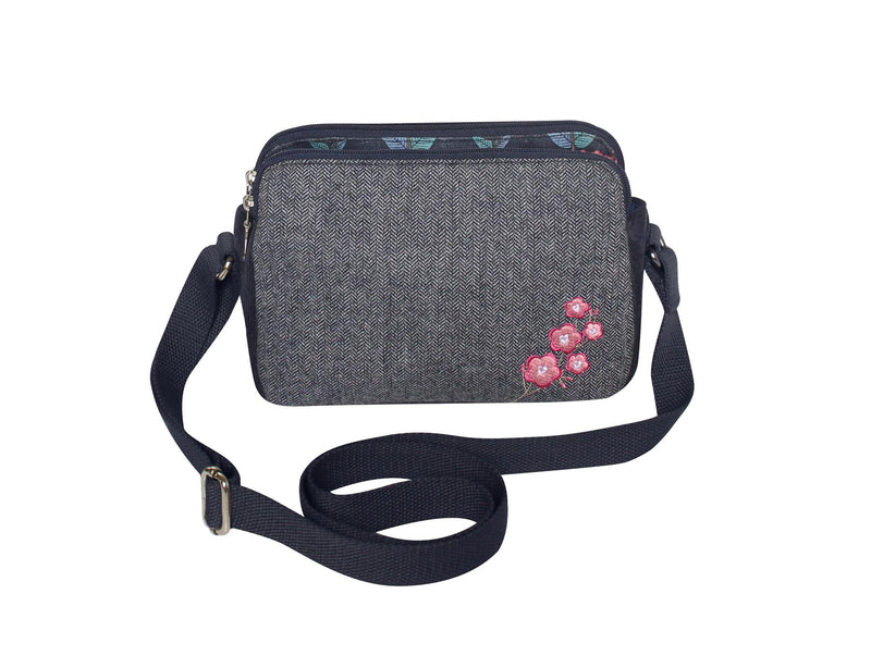 Earth Squared - Anna Messenger Bag - Autumn Patchwork - Navy & Pink - 22x16x8cms