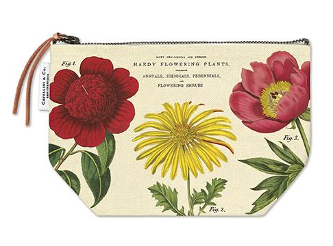 Cavallini - 100% Natural Cotton Vintage Pouch Bag - 15x22cms - Botanica/Flowering Plants