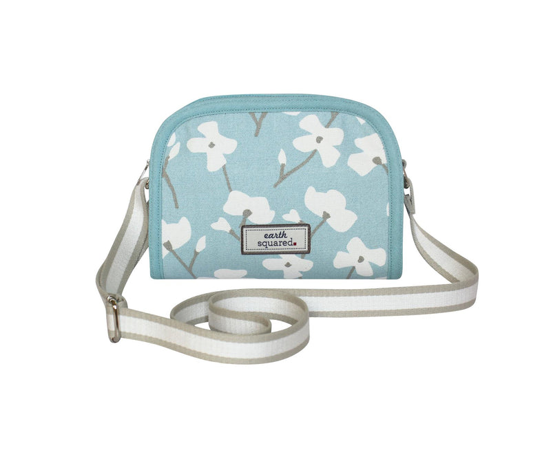 Earth Squared - Robin Cross Body Bag - Spring Blossom Canvas - Pale Blue - 22x18x6cms