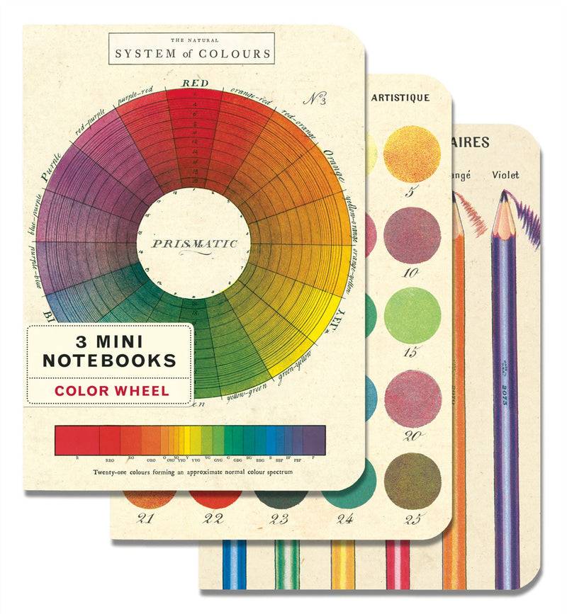 Cavallini - Set of 3 Mini Notebooks - Colour Wheel - Lined, Blank & Graph Interiors