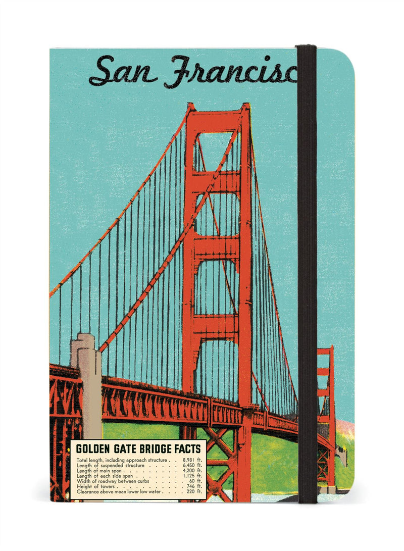 Cavallini - Small Lined Pocket Notebook 4x6ins - San Francisco - 256 Pages With Elastic Enclosure