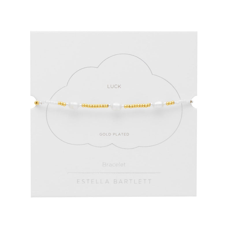 Pearl Station Amelia Slider Bracelet - Gold Plated - Luck - Estella Bartlett