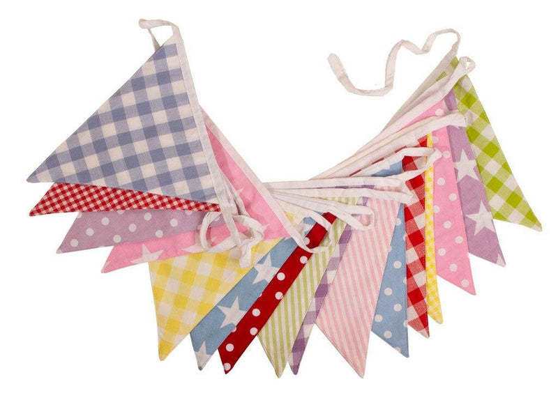 100% Cotton Bunting - Neapolitan - 10m/33 Double Sided Flags - The Cotton Bunting Company