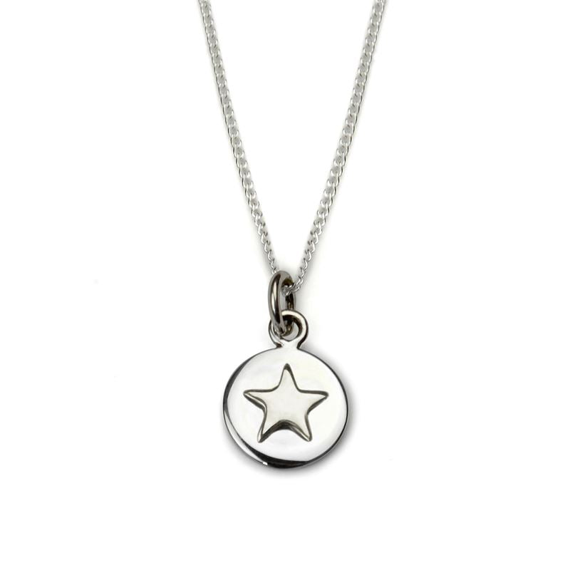 Sterling Silver - Good Luck Circle Necklace - Silver Star - Tales From The Earth