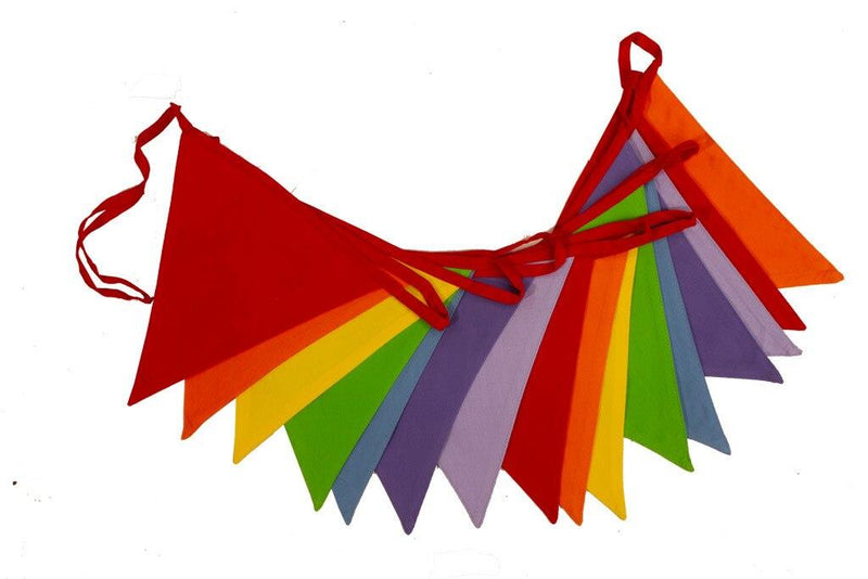 100% Cotton Bunting - Multi-Coloured Rainbow Carnival - 10m/33 Double Sided Flags - The Cotton Bunting Company