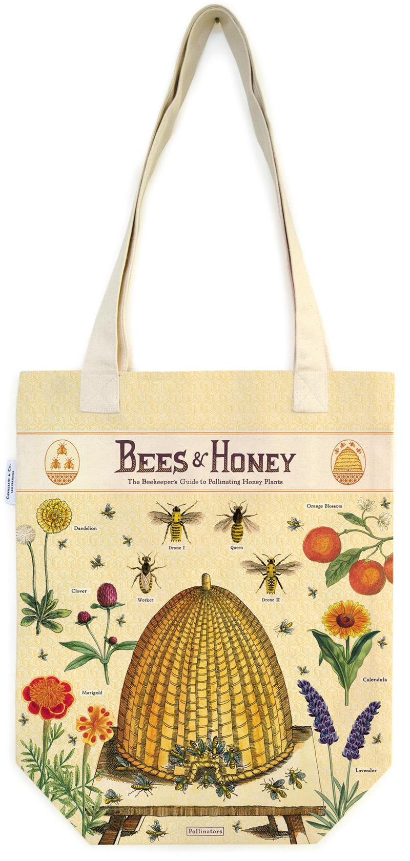 Cavallini - 100% Natural Cotton Vintage Tote Bag - 33x40.5cms - Bees & Honey