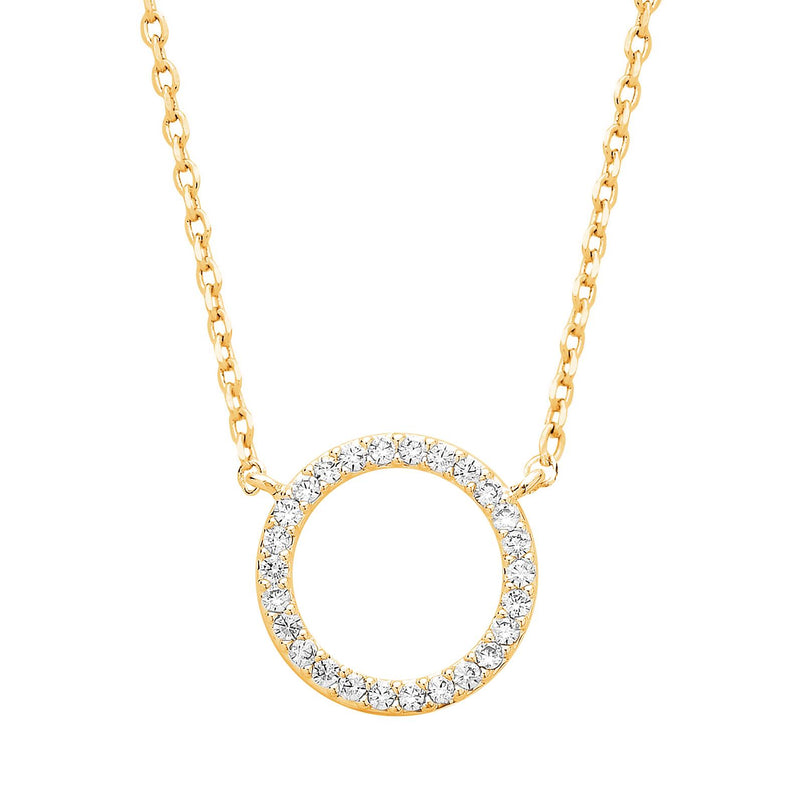 Cubic Zirconia Circle Necklace - Gold Plated - You Are Capable Of Amazing Things - Estella Bartlett