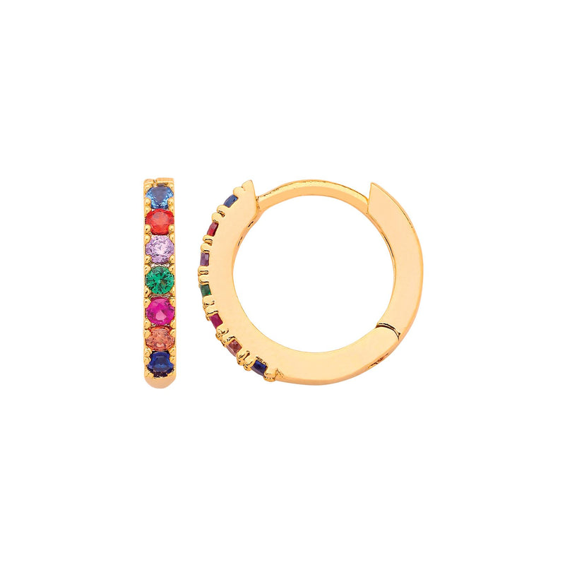Multicoloured Pave Set Hoop Earrings - Gold Plated - Estella Bartlett