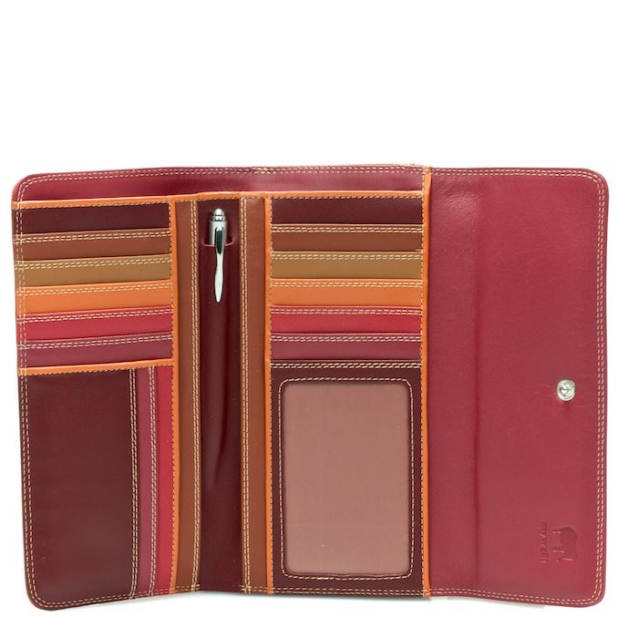 Leather Tri-Fold Wallet With Outer Zip Purse 269 - MyWalit - Berry Blast