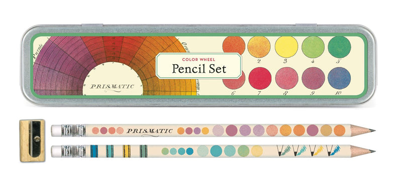 Cavallini - Tin of Pencils - Colour Wheel - 10 Pencils/2 Designs, & Sharpener