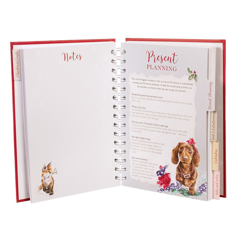 Christmas Planner - Hardback Spiral Bound Tabbed Planning Journal - Wrendale Designs