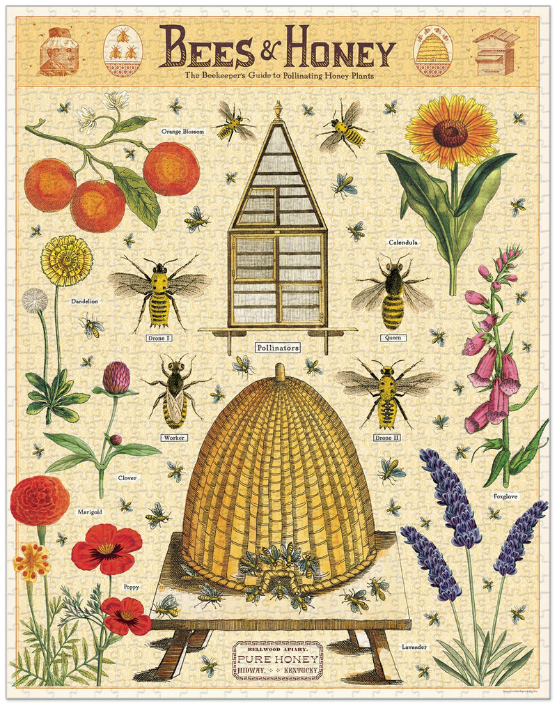 Cavallini - Vintage Jigsaw Puzzle - 1000 Pieces - 55x70cms - Bees & Honey
