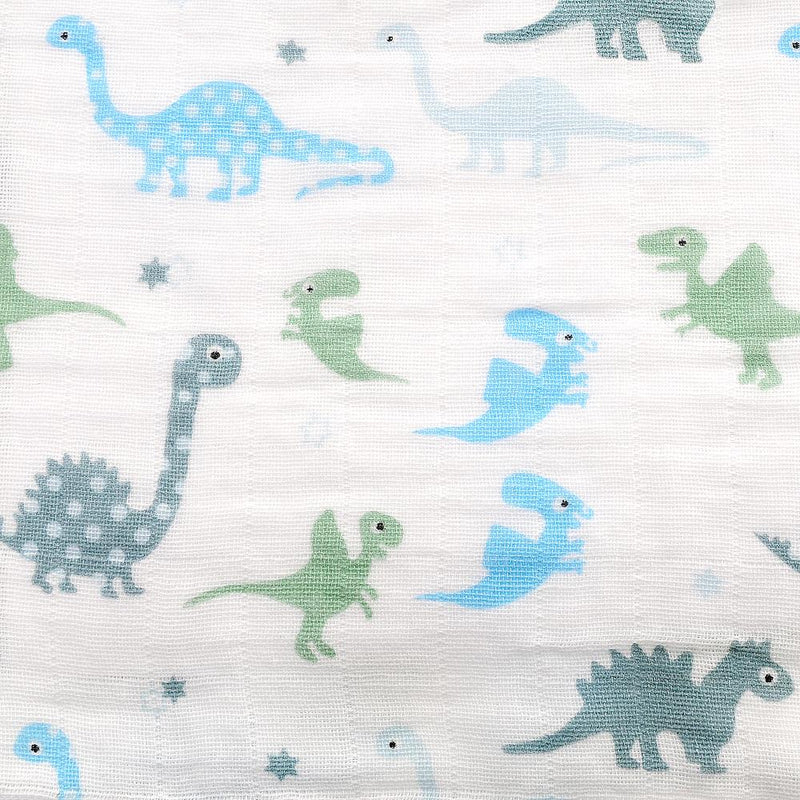 Muslins - Tractors/Dinosuars/Stripes - Blues - Pack of 3 - Suitable From Birth - Ziggle