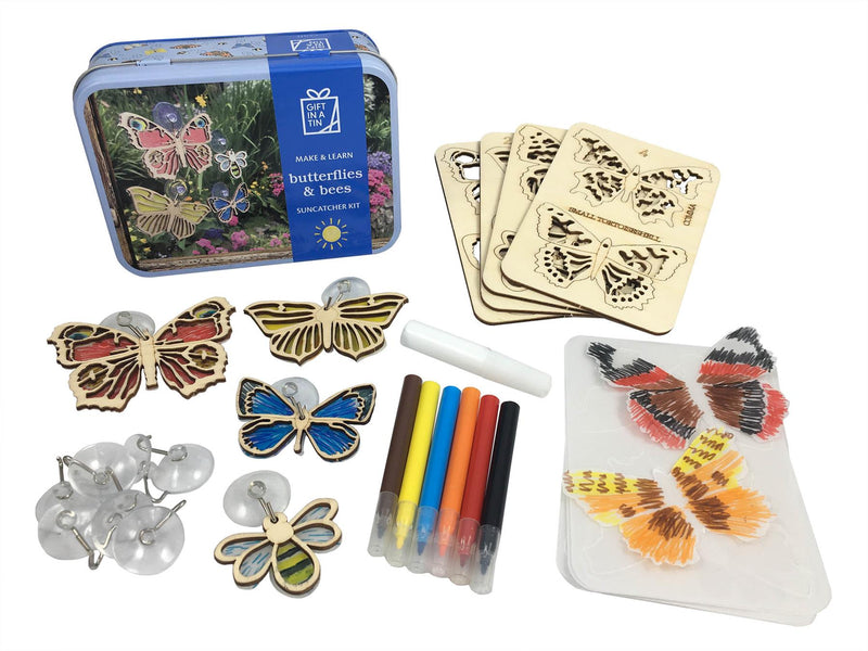 Apples To Pears - Garden & Wildlife - Gift In A Tin - Butterflies & Bees Suncatcher Kit