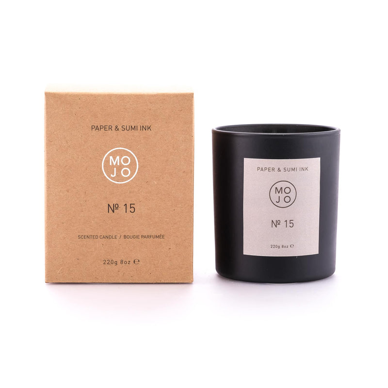 Mojo - Soya Wax Candle 220g/60hrs Burn Time - No 15 - Paper & Sumi Ink