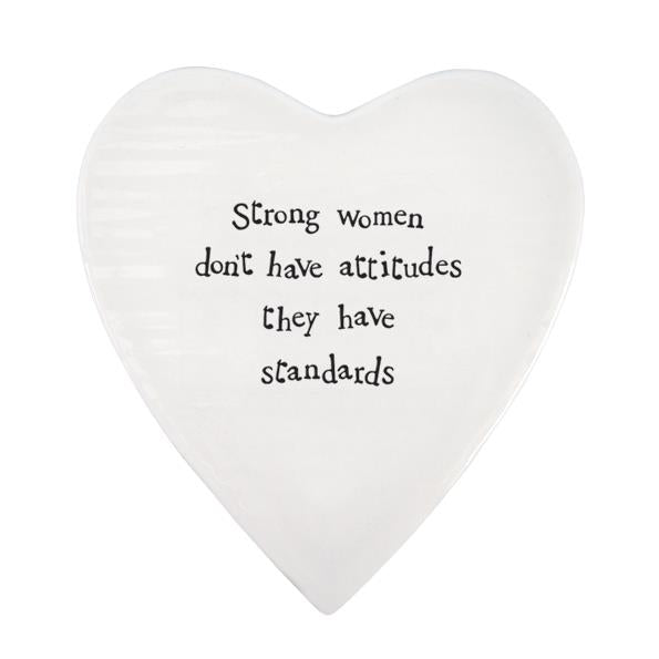 Porcelain Heart Coaster - Strong Women Don&